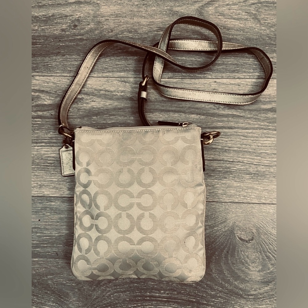 COACH Kristen 43735 Tan Signature Canvas and Leather Crossbody Handbag - Picture 2 of 5